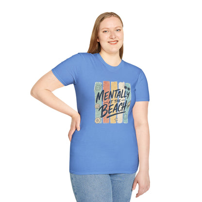 Mentally at the Beach T-Shirt | Retro Stripes, Sunglasses & Seashells