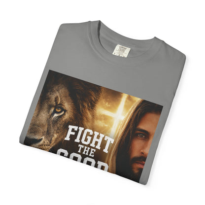 Fight the Good Fight T-shirt | Jesus and Lion Faith Graphic