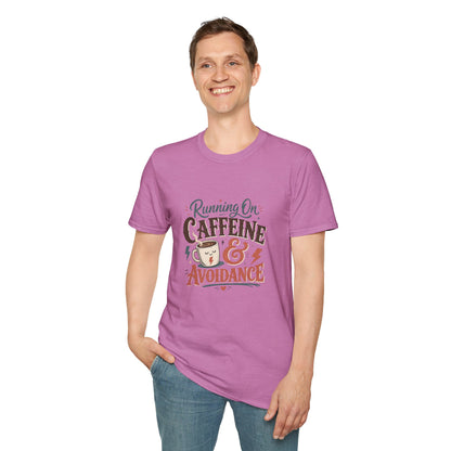 Running On Caffeine & Avoidance T-Shirt | Funny Coffee Quote Tee