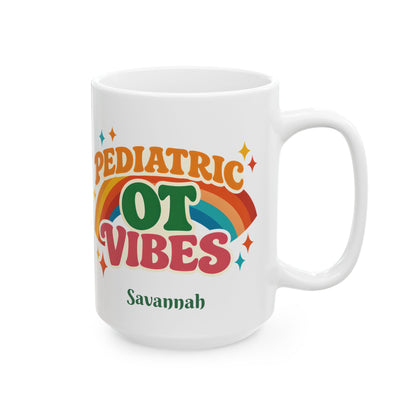 Pediatric OT Vibes Retro Personalized Mug | Custom Name Coffee Cup