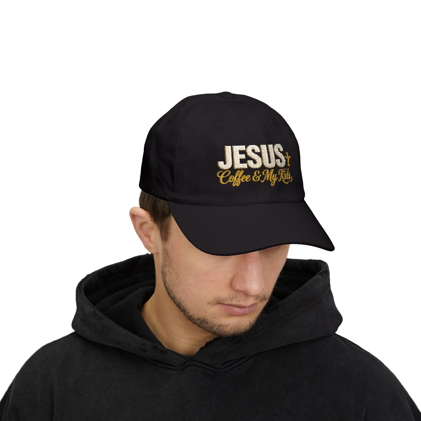 Jesus Coffee & My Kids Dad Cap | Christian Faith Hat, Embroidered Scripture