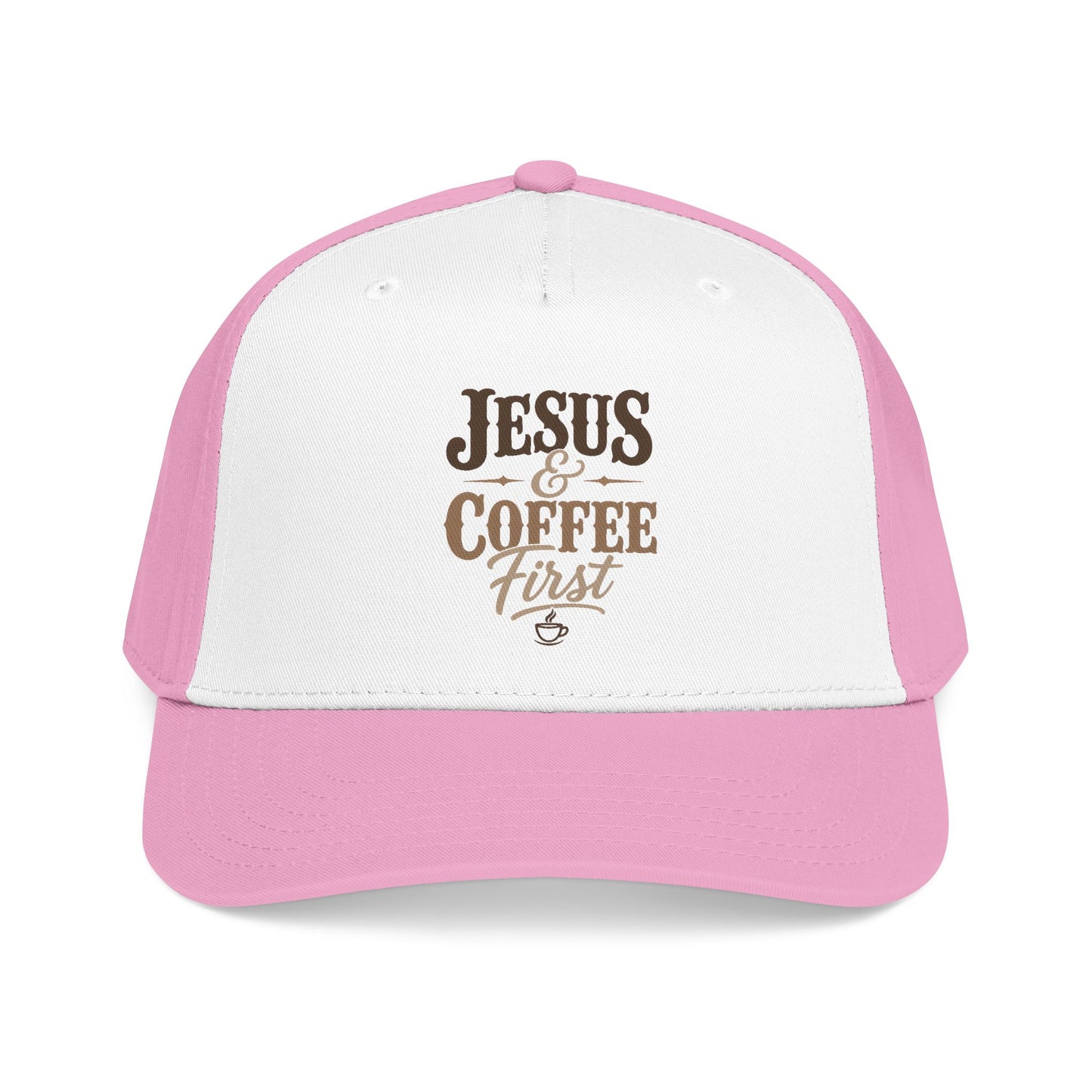 Jesus & Coffee First Mid Profile Baseball Cap | Christian Script Logo