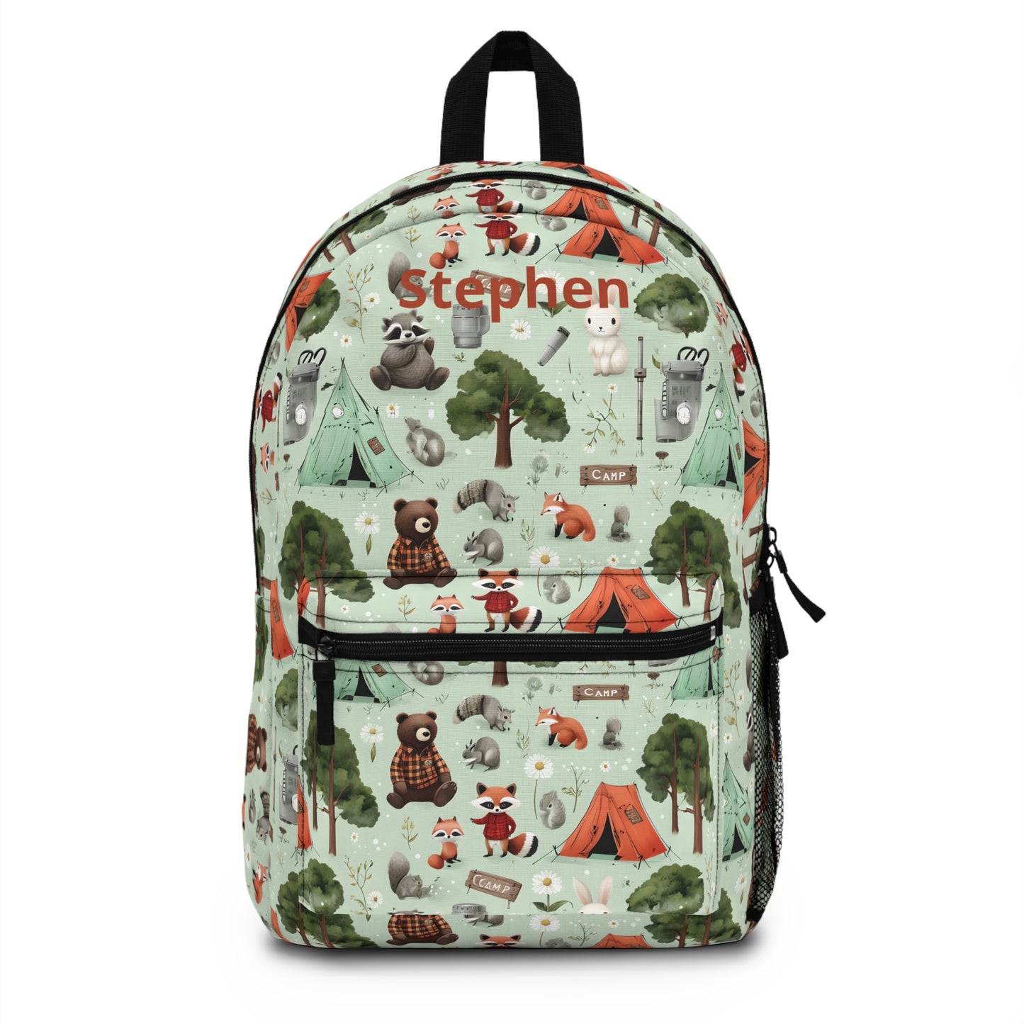 Personalized Camp Backpack for Kids | Cute Forest Animals & Tents | Boys Girls School Bag | Woodland Animal Backpack | Back to School