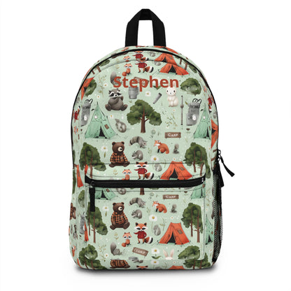 Personalized Camp Backpack for Kids | Cute Forest Animals & Tents | Boys Girls School Bag | Woodland Animal Backpack | Back to School
