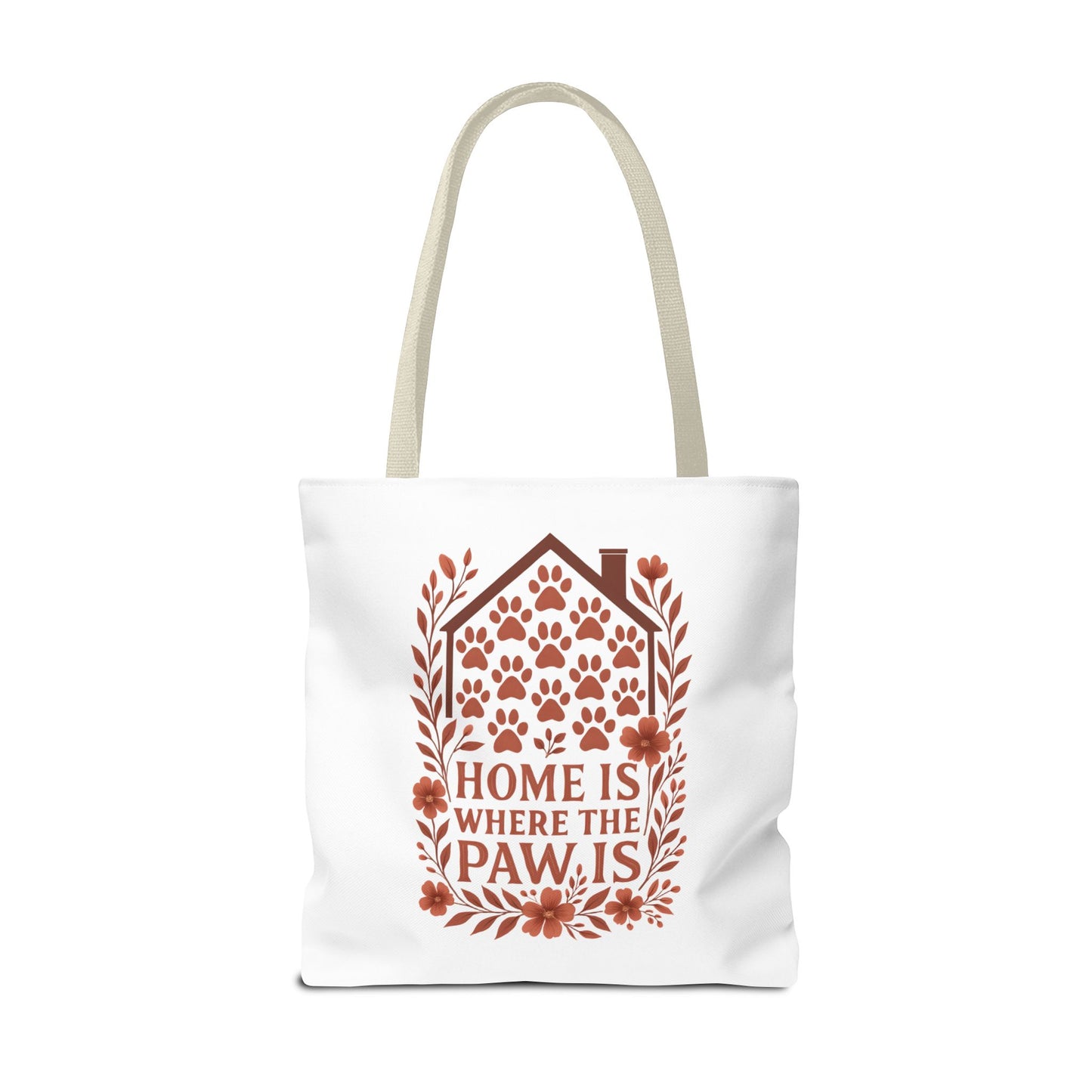 Home is Where the Paw Is Tote Bag | Pet Lover Gift, Floral Design, Animal Lover Accessory, Eco-Friendly Shopping Bag, Dog Mom Tote