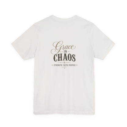 Grace in Chaos Tee | Inspirational scripture typography shirt