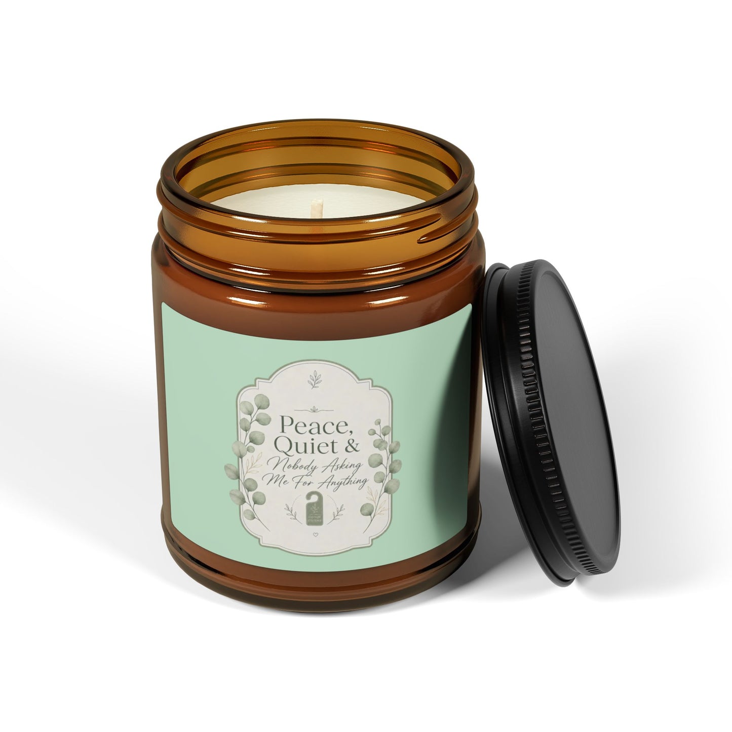 Peace Quiet & Candle Soy Candle | Amber Jar, Calming Botanical Scent