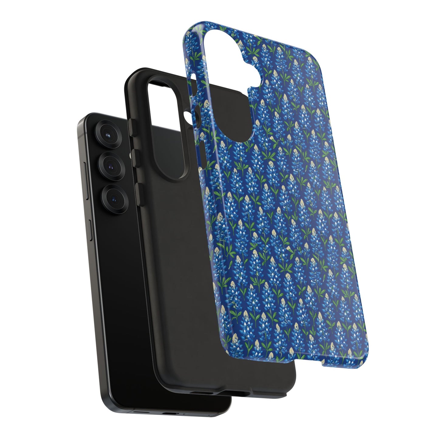Phone Case, Texas Bluebonnet Tough Case, Navy Floral Phone Cover, Protective iPhone Case, Samsung Galaxy Case, Texas Wildflower Gift