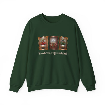 Coffee Soldier Nutcracker Crewneck Sweatshirt | March On, Coffee Soldier!