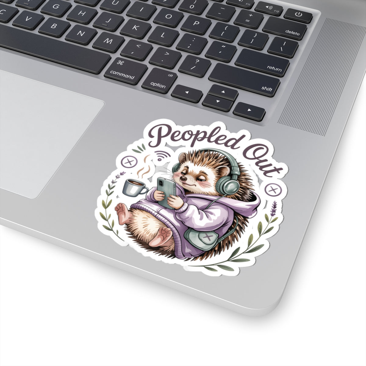 Peopled Out Hedgehog Sticker | Kiss-Cut Sticker, Cute Lazy Animal