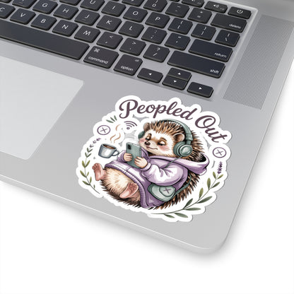 Peopled Out Hedgehog Sticker | Kiss-Cut Sticker, Cute Lazy Animal