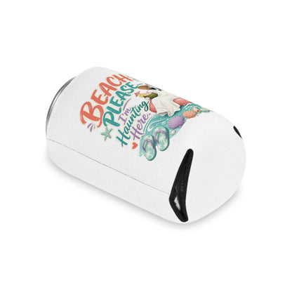 Beach Please Ghost Flamingo Can Cooler | Summer Beach Drink Sleeve