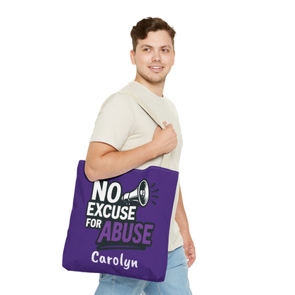 Empowerment Tote Bag - No Excuse for Abuse, Advocacy Tote, Eco-Friendly Bag, Fundraiser Gift, Awareness Campaign Bag