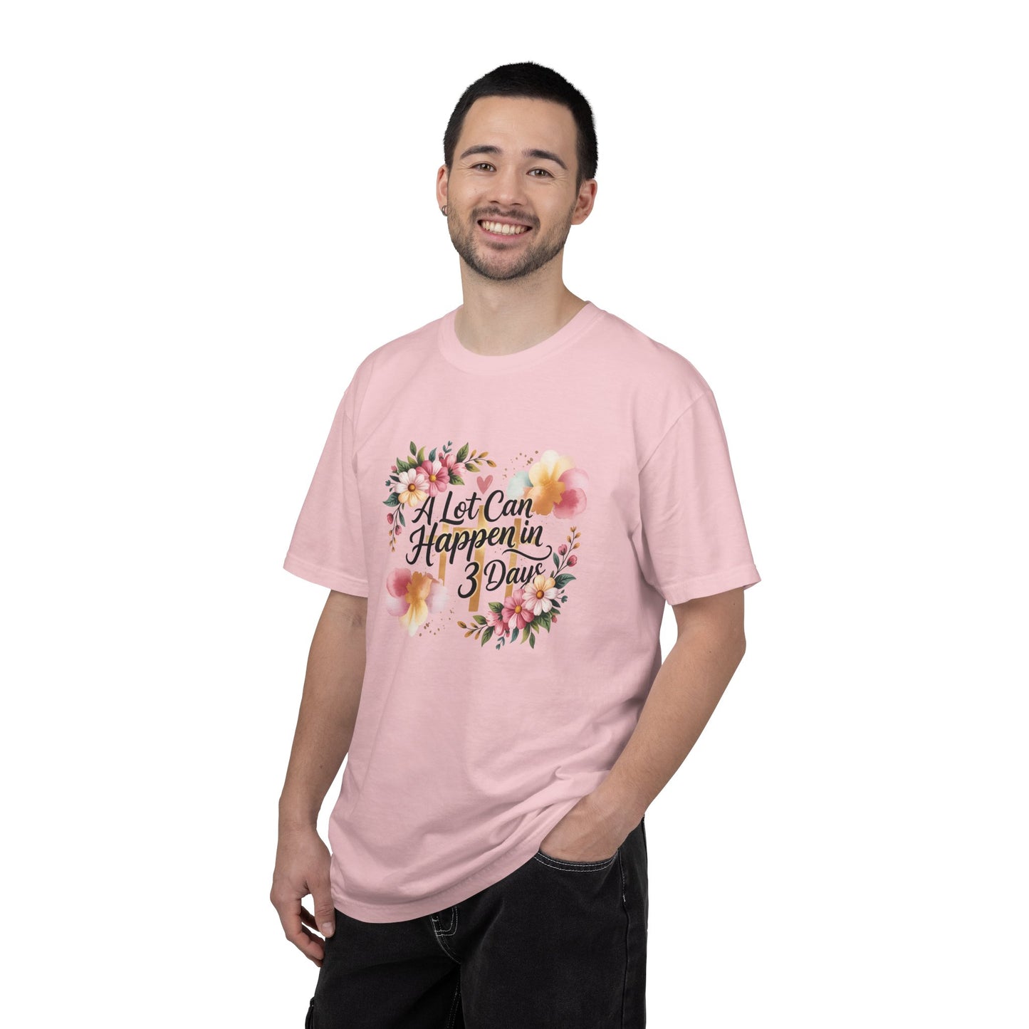 A Lot Can Happen in 3 Days Easter Faith T-Shirt | Floral Script, Inspirational Quote