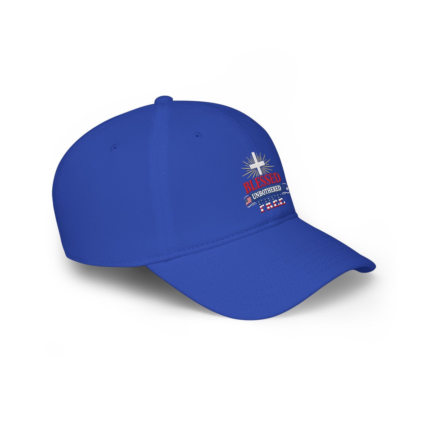 Blessed Unbothered Free cross baseball cap | Christian Hat patriotic design