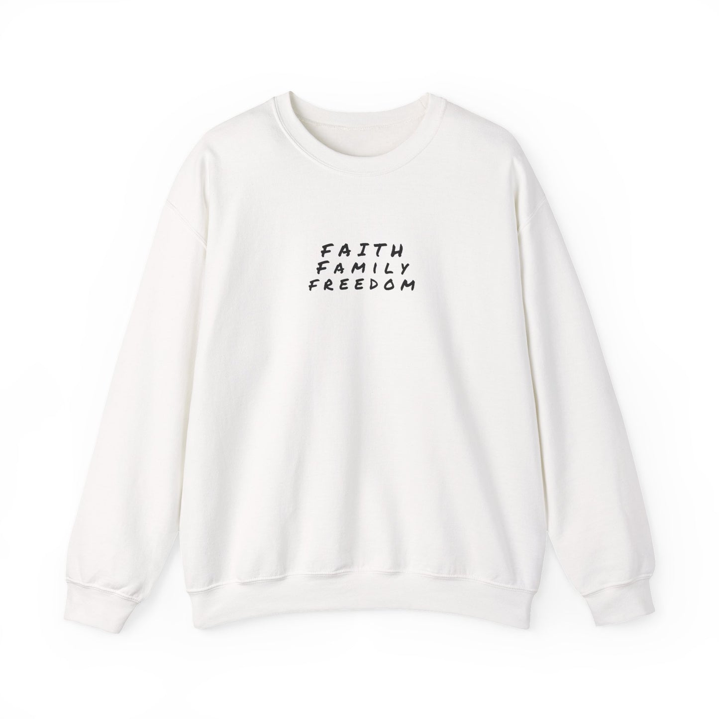 Faith Family Freedom Sweatshirt, Christian Sweatshirt, Religious Apparel, Inspirational Jumper, Religious Gift for Him/Her, Cozy Sweatshirt