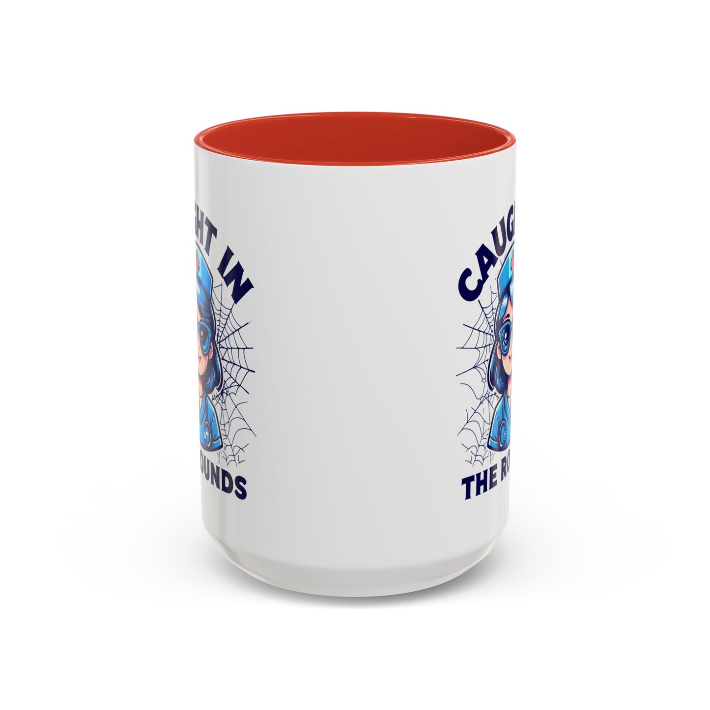 Nurse Coffee Mug, Cute Nursing Gift, Healthcare Appreciation, Fun Spider Design, Caught in the Rounds Mug
