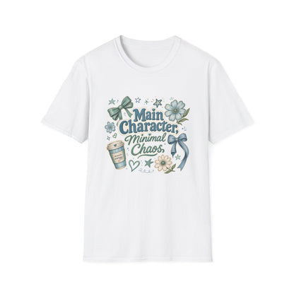 Main Character Minimal Chaos T-Shirt | Floral Bows Stars Design
