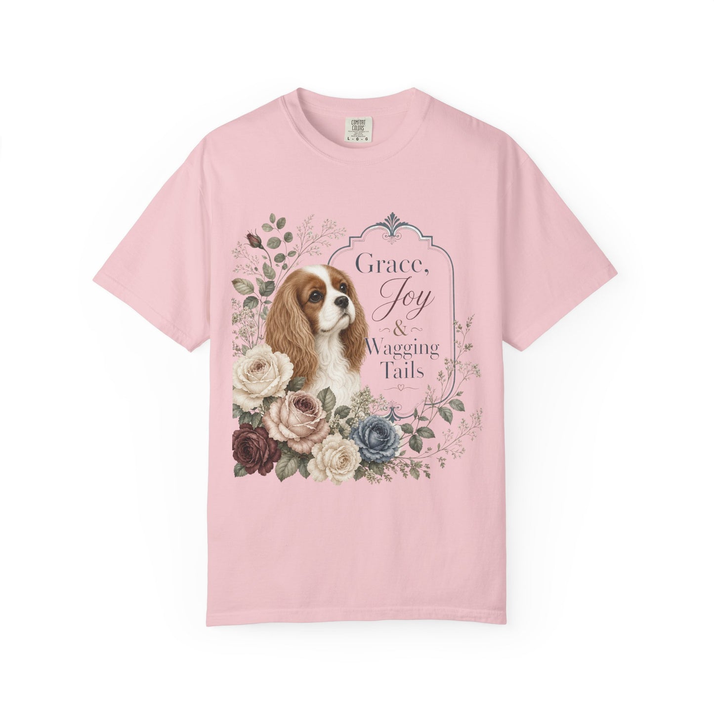 Cavalier King Charles Spaniel floral portrait T-shirt | Grace Joy Wagging Tails