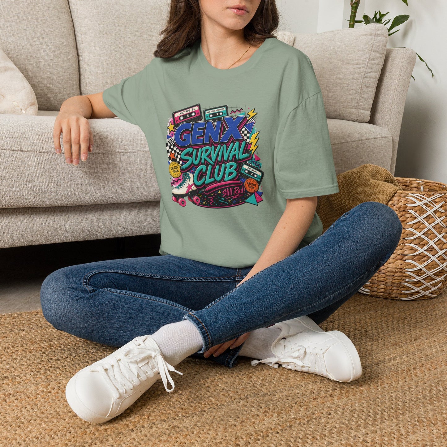 Gen X Survival Club T-Shirt | 80s Retro Cassette Graphic