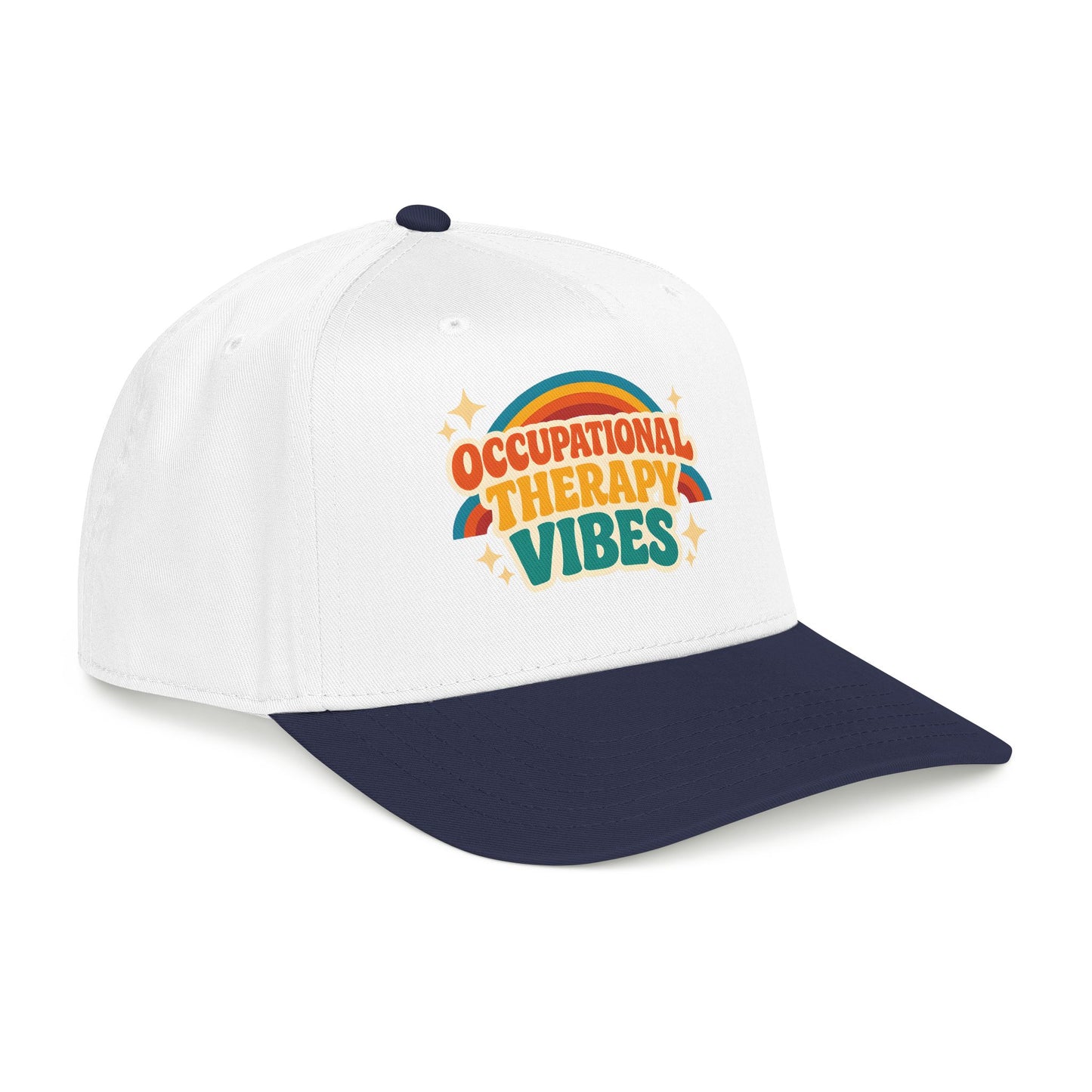 Occupational Therapy Vibes Cap | Retro Rainbow Mid Profile Baseball Cap
