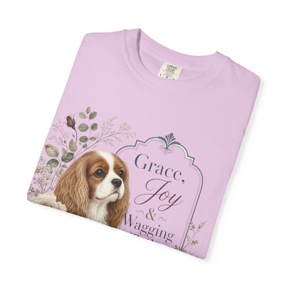 Cavalier King Charles Spaniel floral portrait T-shirt | Grace Joy Wagging Tails
