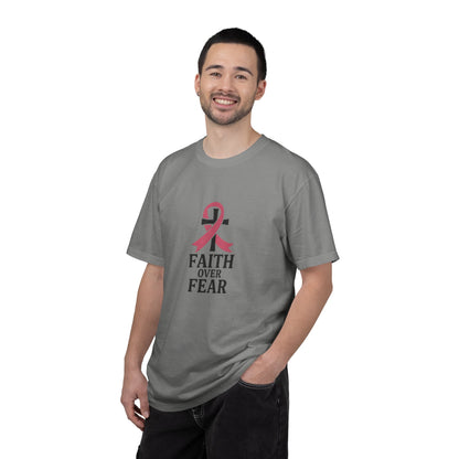 Faith Over Fear T-shirt, Unisex Inspirational Tee, Garment-Dyed Comfort, Cancer Awareness, Everyday Casual Wear, Gift for Loved Ones