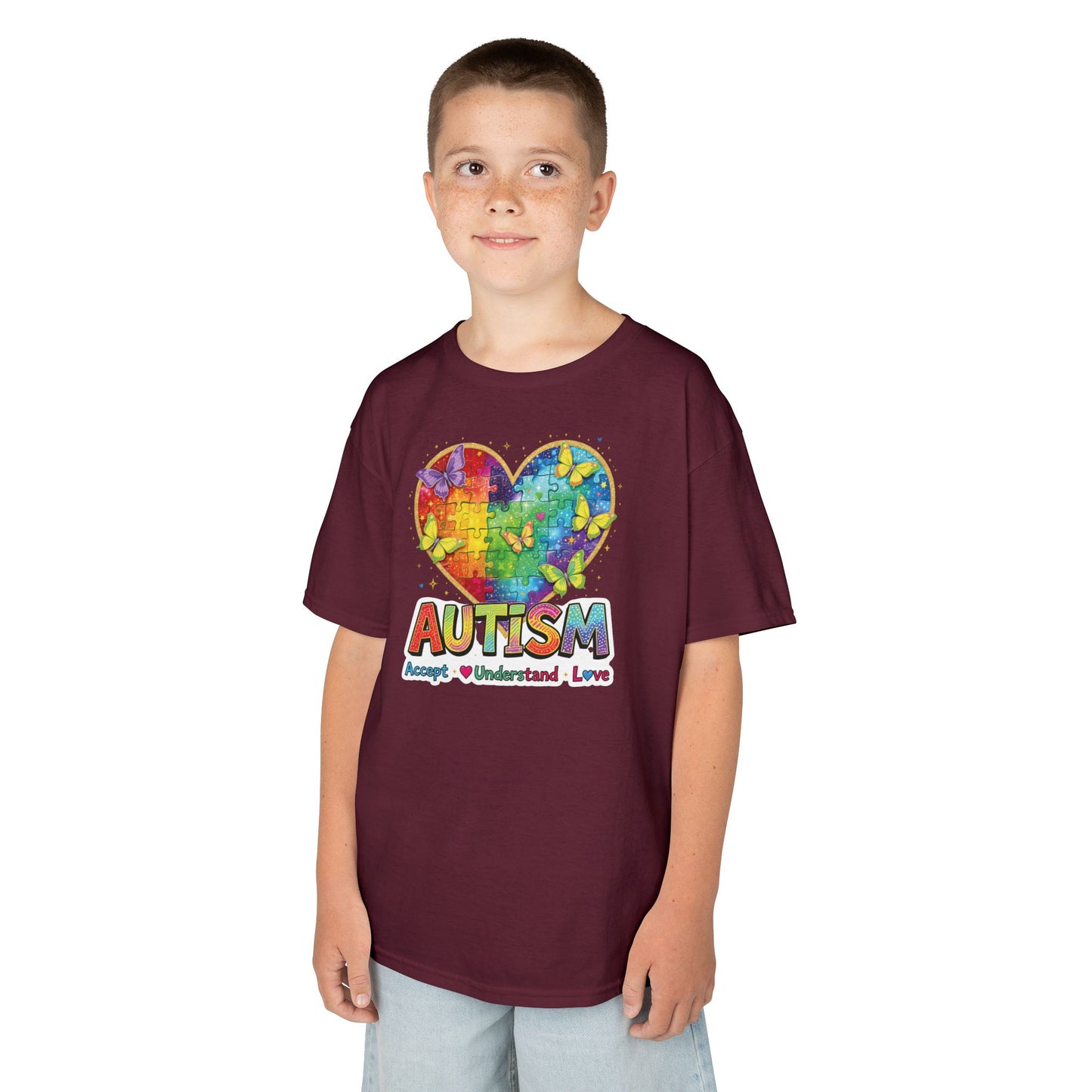 Autism Puzzle Heart Kids Tee | Accept Understand Love