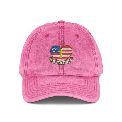 Embroidered Cap Blessed to Be Free - Vintage Freedom Hat, Retro Baseball Cap, Distressed Dad Cap for Men and Women, Adjustable Unisex Hat,