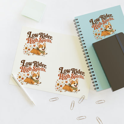 Low Rider High Spirits Corgi Sticker Sheet | Retro Floral Corgi Stickers