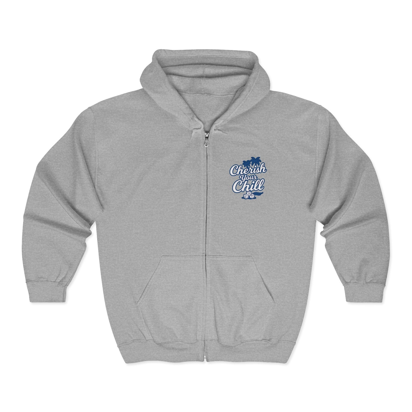 Cherish Your Chill Hoodie | Zip-Up Sweatshirt with Palm Tree Design