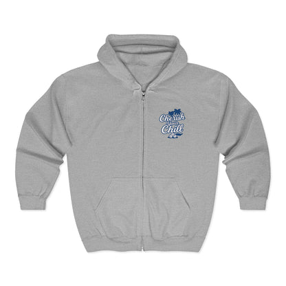 Cherish Your Chill Hoodie | Zip-Up Sweatshirt with Palm Tree Design