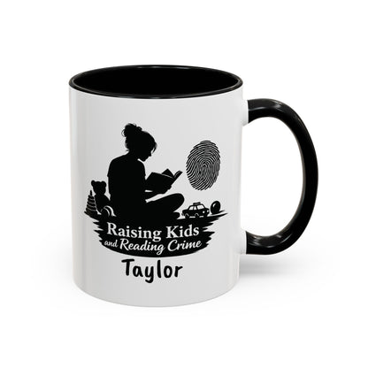 Raising Kids and Reading Crime Mug | Accent Coffee Mug