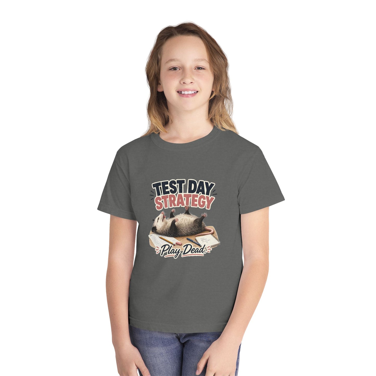 Test Day Strategy Play Dead Youth Tee | Possum Illustration, Back-to-School