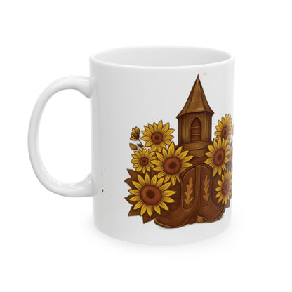 Sunflower Rustic Ceramic Mug - Charming Coffee Cup, Gift for Garden Lovers, Home Decor, Floral Tea Mug, Sunflower Lover's Gift