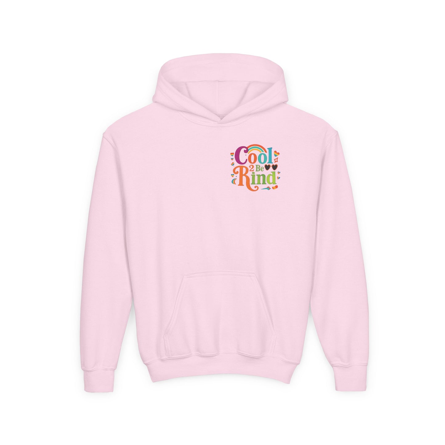Cool 2 Be Kind Hoodie | Youth Hooded Sweatshirt, Colorful Rainbow Kindness Design
