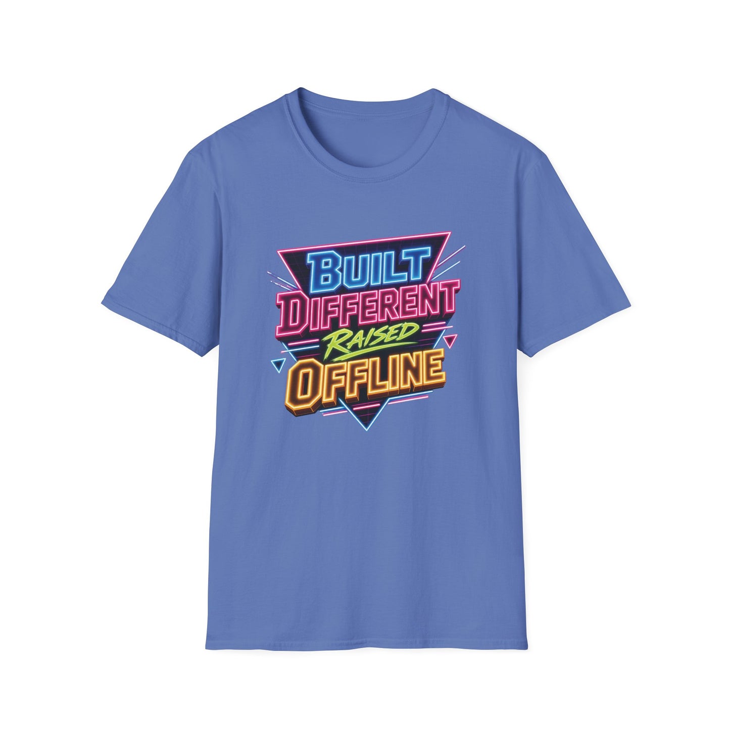 Built Different Raised Offline T-Shirt | Retro 80s Neon Graphic Tee