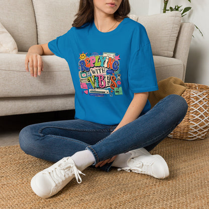 Replying With Vibes T-Shirt | Retro Colorful Typography, 90s Aesthetic