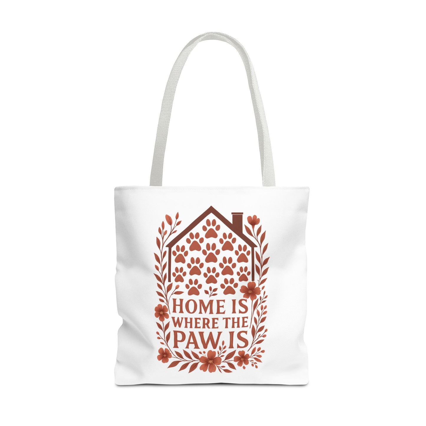 Home is Where the Paw Is Tote Bag | Pet Lover Gift, Floral Design, Animal Lover Accessory, Eco-Friendly Shopping Bag, Dog Mom Tote