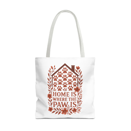 Home is Where the Paw Is Tote Bag | Pet Lover Gift, Floral Design, Animal Lover Accessory, Eco-Friendly Shopping Bag, Dog Mom Tote