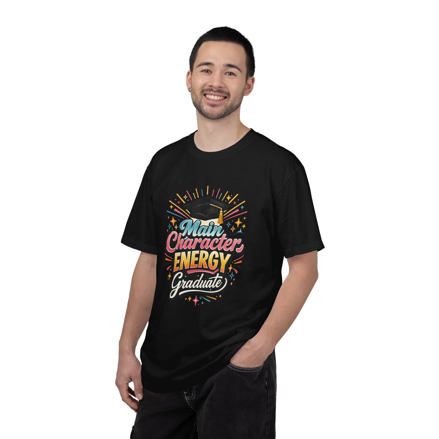Main Character Energy Graduate T-Shirt | Graduation Cap Typography Tee