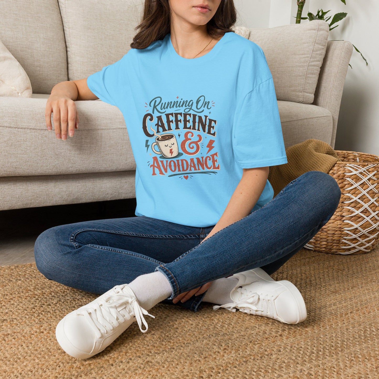 Running On Caffeine & Avoidance T-Shirt | Funny Coffee Quote Tee