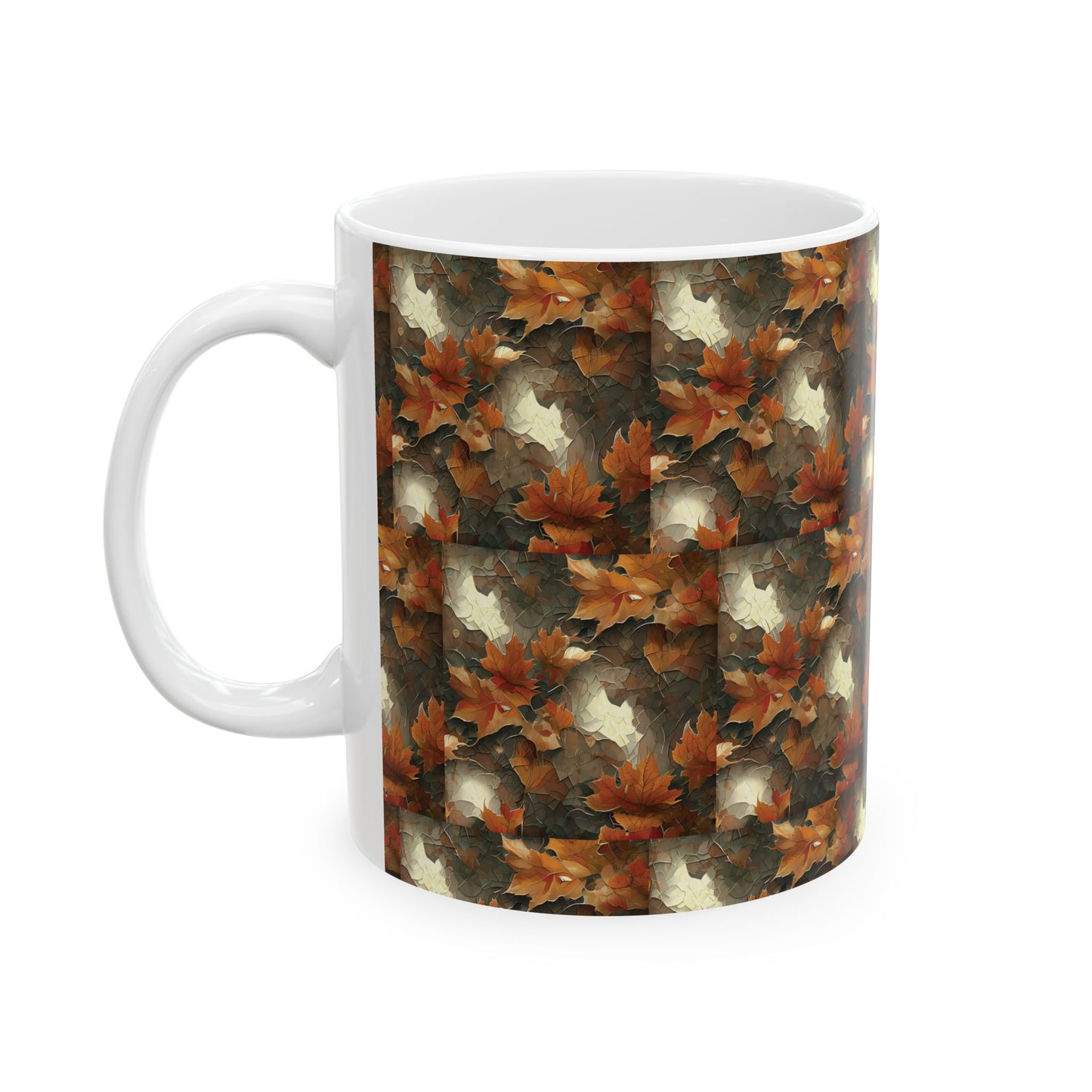 Autumn Leaves Ceramic Mug, Fall Drinkware, Coffee Tea Cup, Seasonal Home Decor, Gift for Nature Lovers