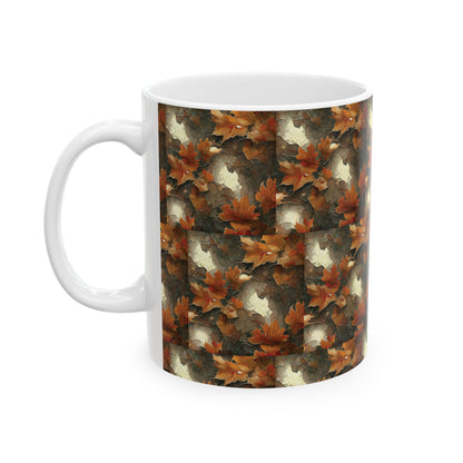 Autumn Leaves Ceramic Mug, Fall Drinkware, Coffee Tea Cup, Seasonal Home Decor, Gift for Nature Lovers