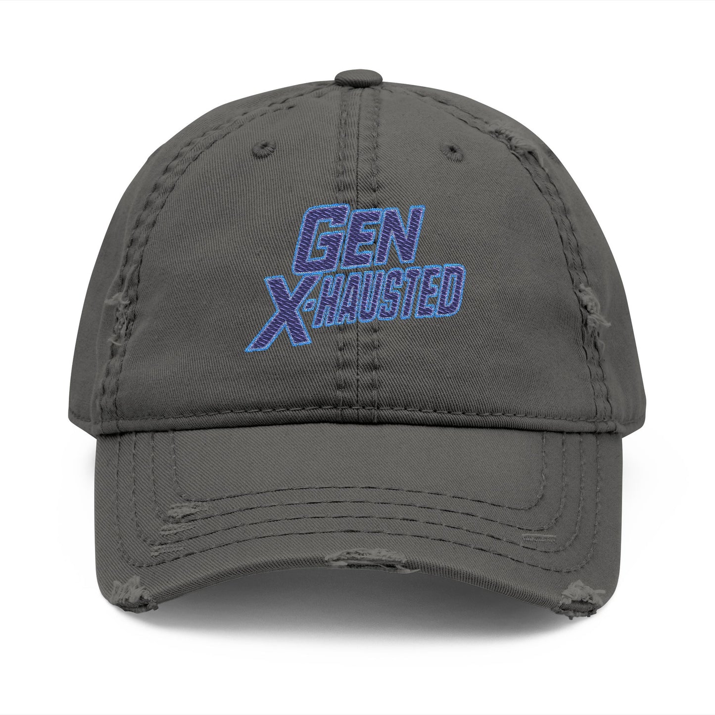Embroidered Hat, Gen X-Hausted Distressed Dad Cap, Funny Gift for Gen X, Vintage Gen X Apparel, Retro Gen X Accessories, Embroidery Baseball
