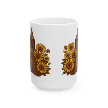 Sunflower Rustic Ceramic Mug - Charming Coffee Cup, Gift for Garden Lovers, Home Decor, Floral Tea Mug, Sunflower Lover's Gift