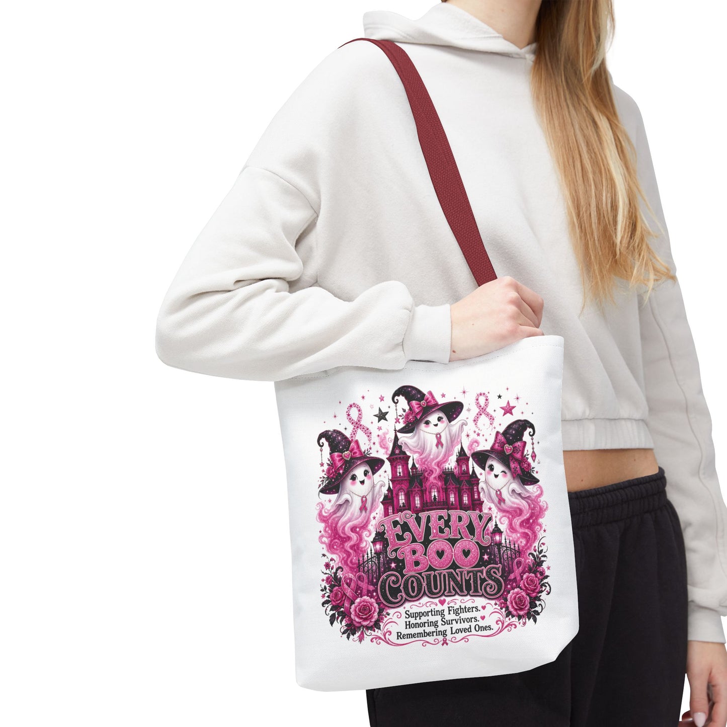 Every Boo Counts Tote Bag | Breast Cancer Awareness Ghosts