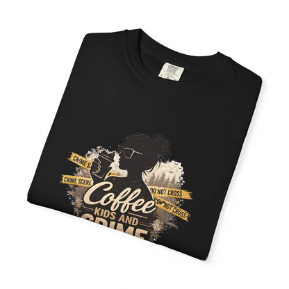 Coffee Kids and Crime Podcast Mom T-Shirt | Coffee Mug Silhouette Tee