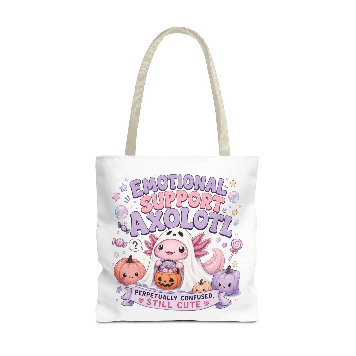 Emotional Support Axolotl Tote Bag | Cute Pastel Summerween Illustration