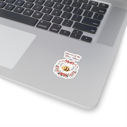Queen of the Hive Vibes Kiss-Cut Stickers | Bee Floral Wreath